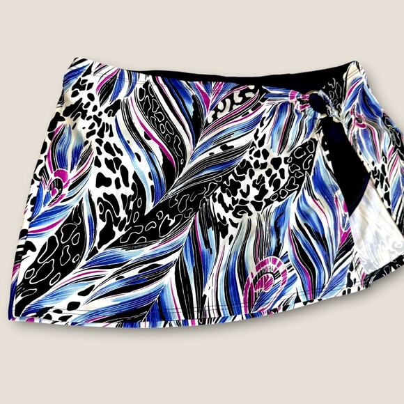 Silhouette Solution Swim Skort High Rise Built In Underwear Size 16 Printed Blue - Picture 5 of 12